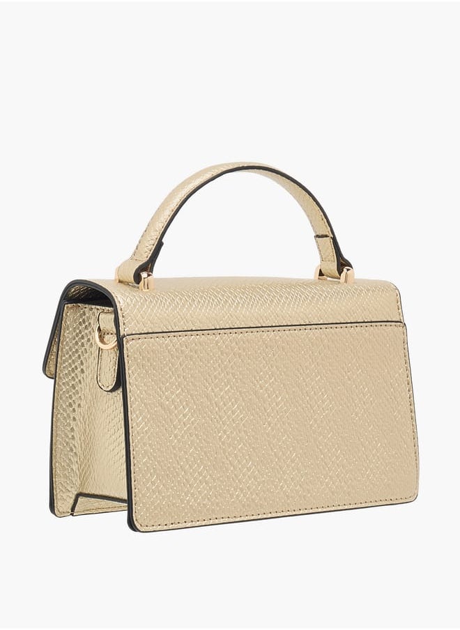 Le Confort Women Textured Satchel Bag with Magnetic Closure  - Image 3