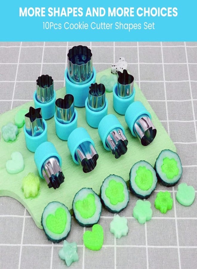 HASTHIP® 10 Pcs Cookie Cutter Shapes Set, Stainless Steel Fruit Cutter Shapes Embossing Mold, Bread Sandwich Cutter for Kitchen, Baking Mold, Pastry Mold (Blue) - Image 2