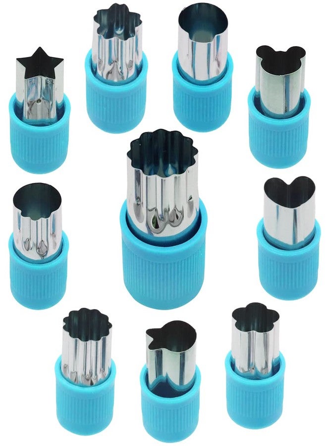 HASTHIP® 10 Pcs Cookie Cutter Shapes Set, Stainless Steel Fruit Cutter Shapes Embossing Mold, Bread Sandwich Cutter for Kitchen, Baking Mold, Pastry Mold (Blue) - Image 1