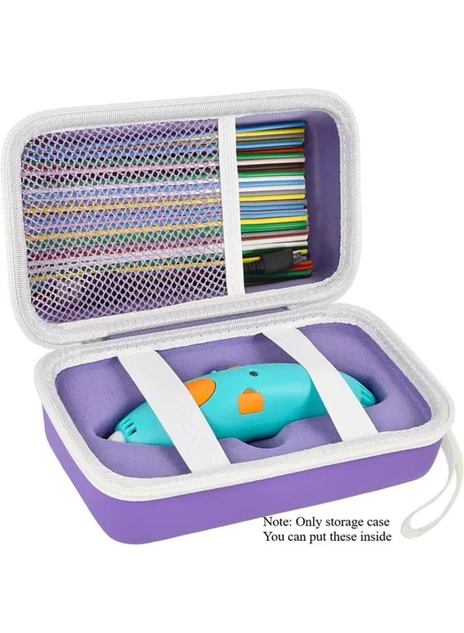 For 3Doodler Start Plus Essentials 2024 3D Pen Set Storage Organizer Case Purple With Micro Usb Charger And Filament Refill Holder Durable Eva Case With Zippered Compartments