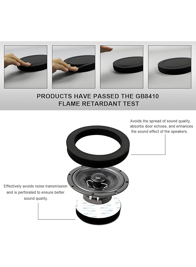 NALACAL 6.5" Foam Speaker Enhancer, Self Adhesive Speaker Fast Rings, Bass Blocker Kit, Car Door Foam Speaker Fast Rings, Universal High Rebound Bass Speaker Rings Blocker Pad, Car Accessories, 4Pcs - Image 4
