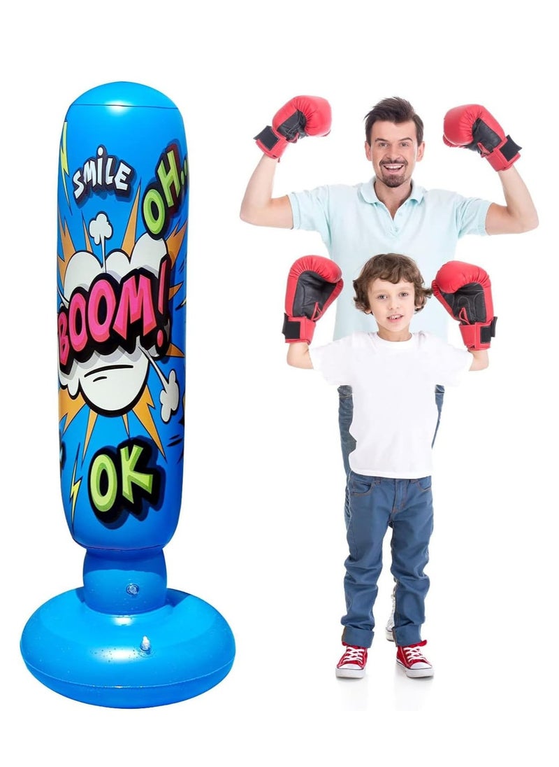 GUDOO Inflatable Punching Bags, 128cm Inflatable Boxing Bag, Inflatable Punching Bags for Kids Teens Freestanding Boxing Bag, Free Standing Punch Bag for Practicing Karate Boxing Bags  - Image 1