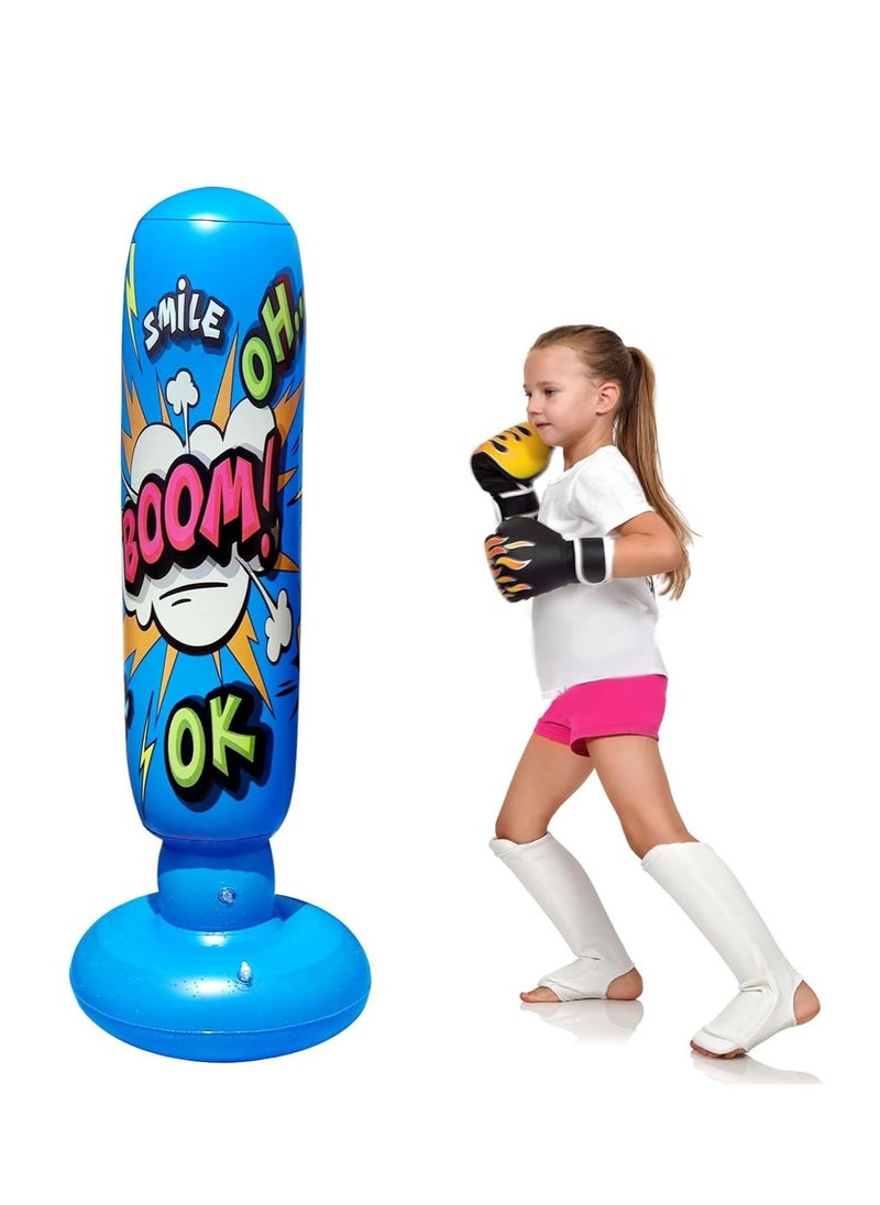 GUDOO Inflatable Punching Bags, 128cm Inflatable Boxing Bag, Inflatable Punching Bags for Kids Teens Freestanding Boxing Bag, Free Standing Punch Bag for Practicing Karate Boxing Bags  - Image 3