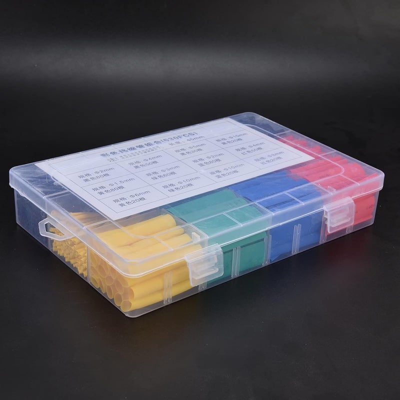 Heat Shrink Tubing Kit | 2:1 Shrink Ratio, 10.4Mpa Tensile Strength | PE Material for Wire Insulation/Cable Protection/Color Coding | 45mm Length, 84℃ Activation (530pcs box) - Image 5