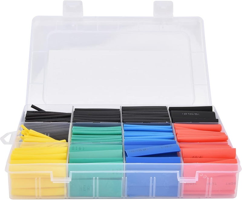 Heat Shrink Tubing Kit | 2:1 Shrink Ratio, 10.4Mpa Tensile Strength | PE Material for Wire Insulation/Cable Protection/Color Coding | 45mm Length, 84℃ Activation (530pcs box) - Image 1