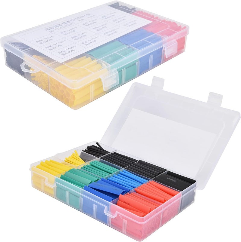 Heat Shrink Tubing Kit | 2:1 Shrink Ratio, 10.4Mpa Tensile Strength | PE Material for Wire Insulation/Cable Protection/Color Coding | 45mm Length, 84℃ Activation (530pcs box) - Image 3