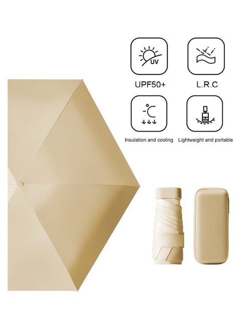 Uv Mini Umbrella Sun Protection,Windproof Sun Umbrella Protection for Women and Kids,Travel Small Folding Umbrella for Rain，Portable Lightweight Travel Umbrella with Storage Box