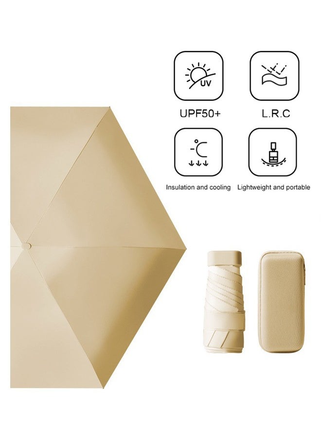 Ssovi Uv Mini Umbrella Sun Protection,Windproof Sun Umbrella Protection for Women and Kids,Travel Small Folding Umbrella for Rain，Portable Lightweight Travel Umbrella with Storage Box  - Image 1