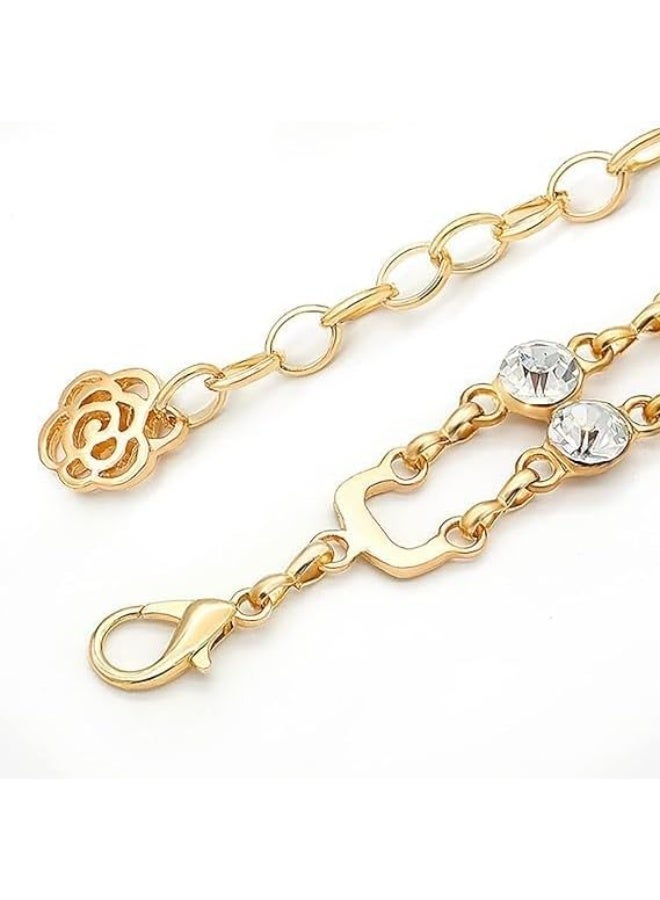 Rhinestone Chain Belts, Crystal Double Layered Waist Chain for Women Girls, Adjustable Waist Chain for Dresses Jeans - Image 3
