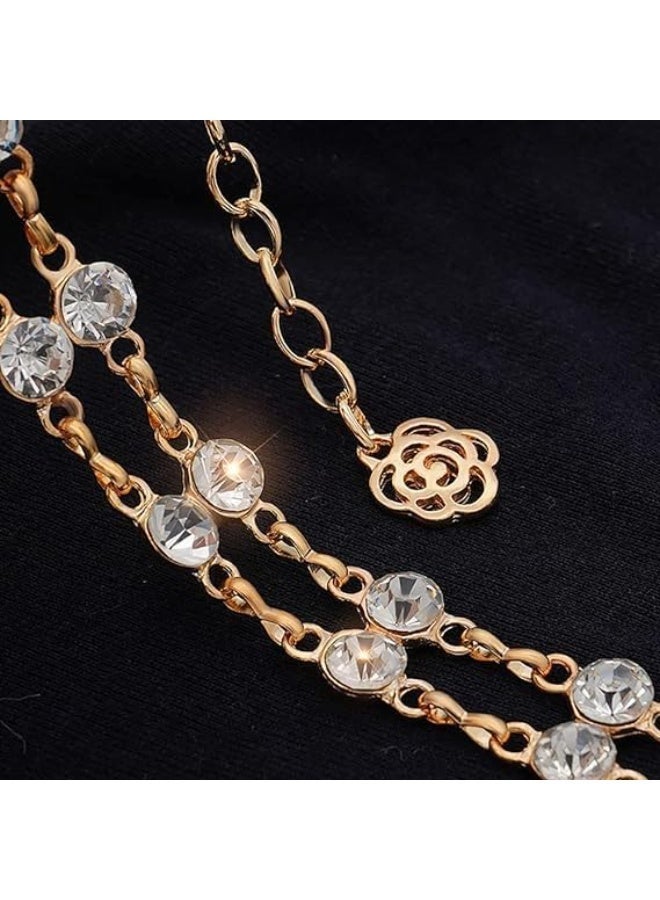 Rhinestone Chain Belts, Crystal Double Layered Waist Chain for Women Girls, Adjustable Waist Chain for Dresses Jeans - Image 4