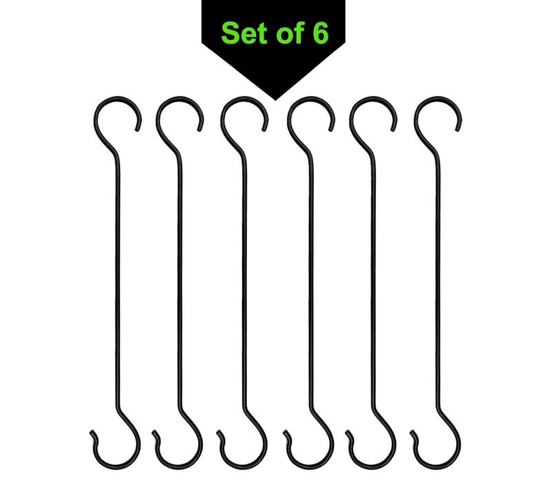 CRAFTCASTLE Large S Hooks Black | Long S Hooks for Hanging Plant | Extension Hooks for Kitchenware, Utensils, Pergola, Closet, Flower Basket S Hook 92Cm (Pack of 6) - Image 2