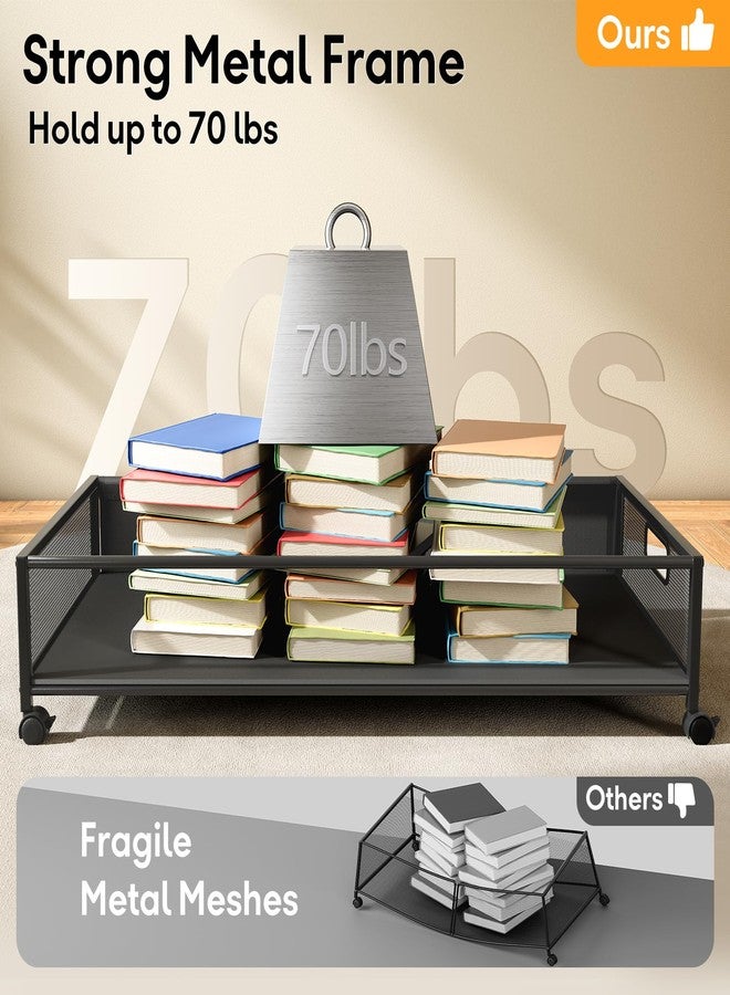 LeArex Under Bed Storage Containers with Wheels 2 Pack Underbed Shoe Storage Bedroom Storage Bins Organizer Large Capacity Under Bed Storage with Lid for Clothes Shoes Toys Blankets (Black) - Image 2