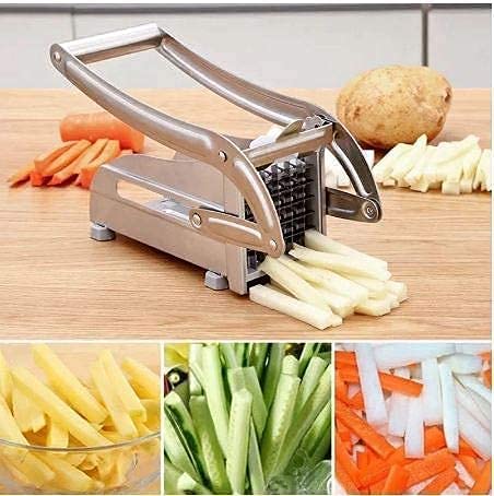 LANKESH ENTERPRISE Stainless Steel French Fries Potato Chips Maker Machine Fry chip Cutter Home Strip Cutting Machine Slicer Chopper Vegetable Chipper for Kitchen Pack of 1 Multi - Image 3