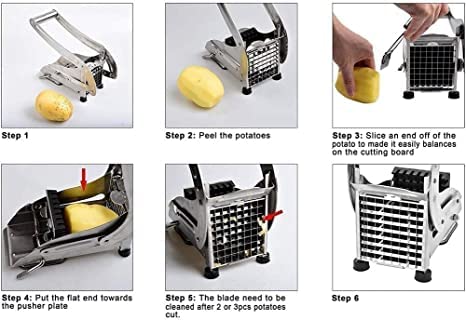 LANKESH ENTERPRISE Stainless Steel French Fries Potato Chips Maker Machine Fry chip Cutter Home Strip Cutting Machine Slicer Chopper Vegetable Chipper for Kitchen Pack of 1 Multi - Image 5