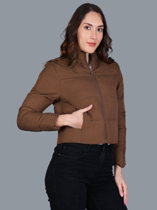 Fort Collins Women Brown Quilted Crop Jacket - Image 4