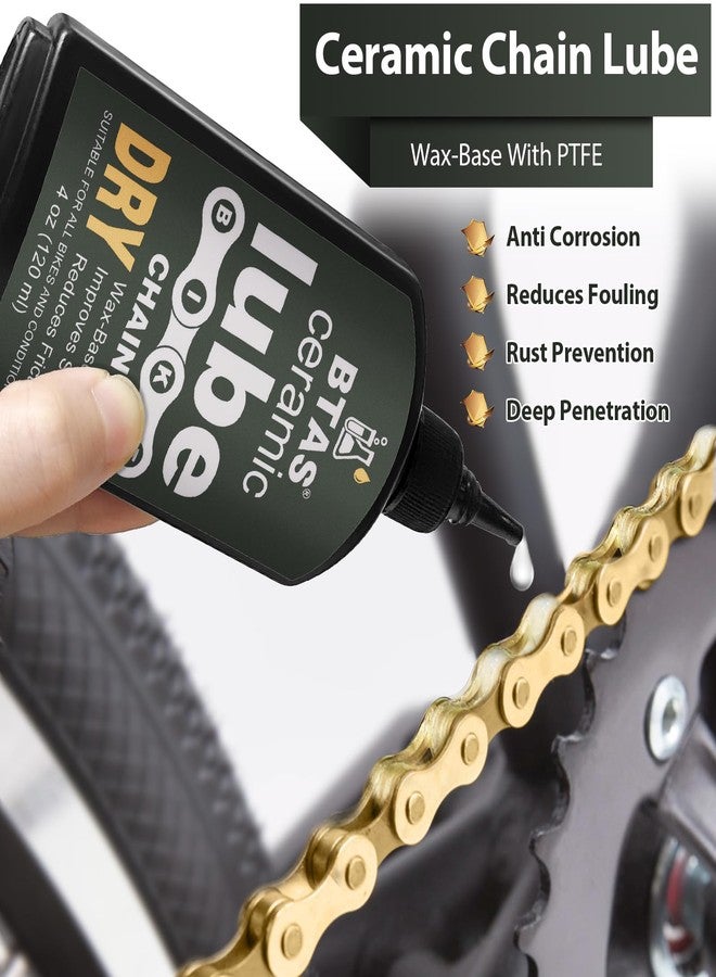 BTAS Dry Bike Chain Wax Lube 4 oz for Road,Mountain Bike,MTB & Bicycle Chain Lubricant Oil with Ceramic Nanoparticle and PTFE (Teflon) - Image 3