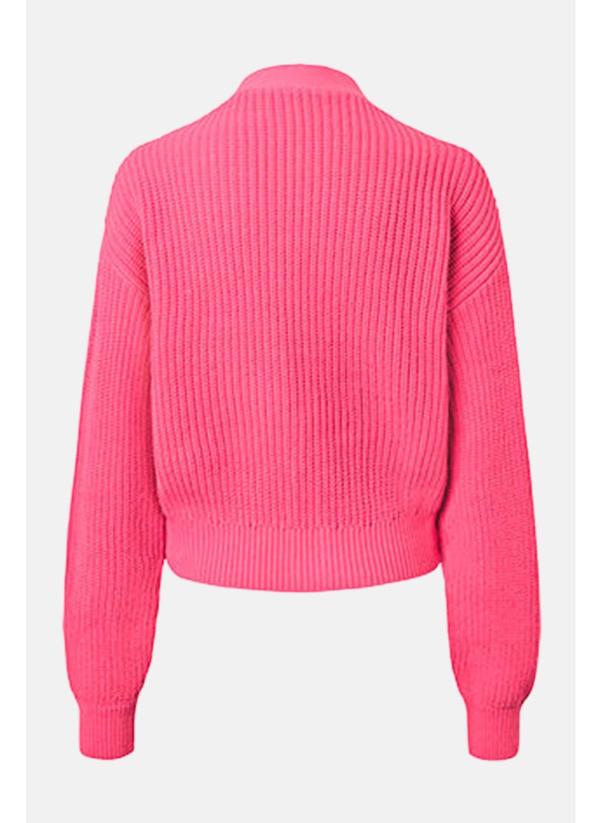 Tchibo Women Button Front Knitted Cardigan, Pink  - Image 3
