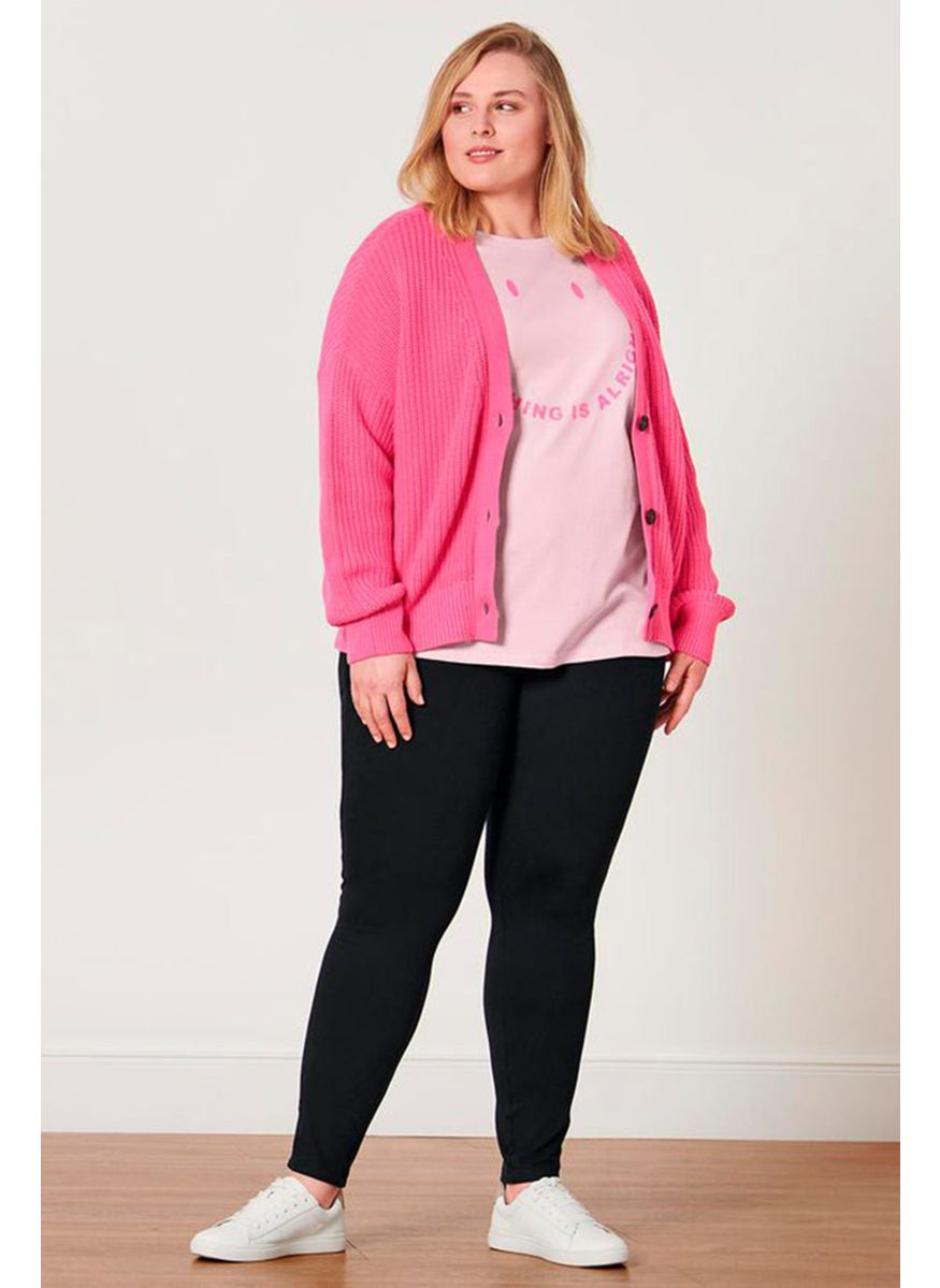 Tchibo Women Button Front Knitted Cardigan, Pink  - Image 1