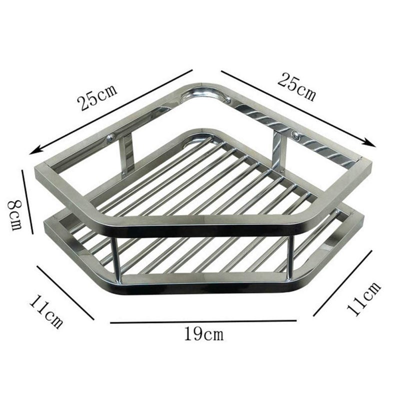 INDIAN DECOR INDIAN DECOR 28656 Bathroom Corner Shelf Shower Caddy Storage Basket Wall Mounted Rack for Kitchen milid Steel with Powder Coated Finish Triangle Black  - Image 5