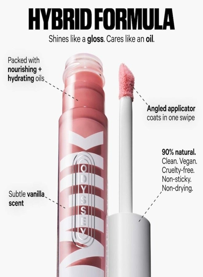 ميلك ميكب ملمع شفاه زيتي مرطب غير لزج من ميلك ميك أب أوديسي - ويرك تريب (وردي باهت)، 6.5 مل - زيت مرطب للشفاه نباتي - Image 5