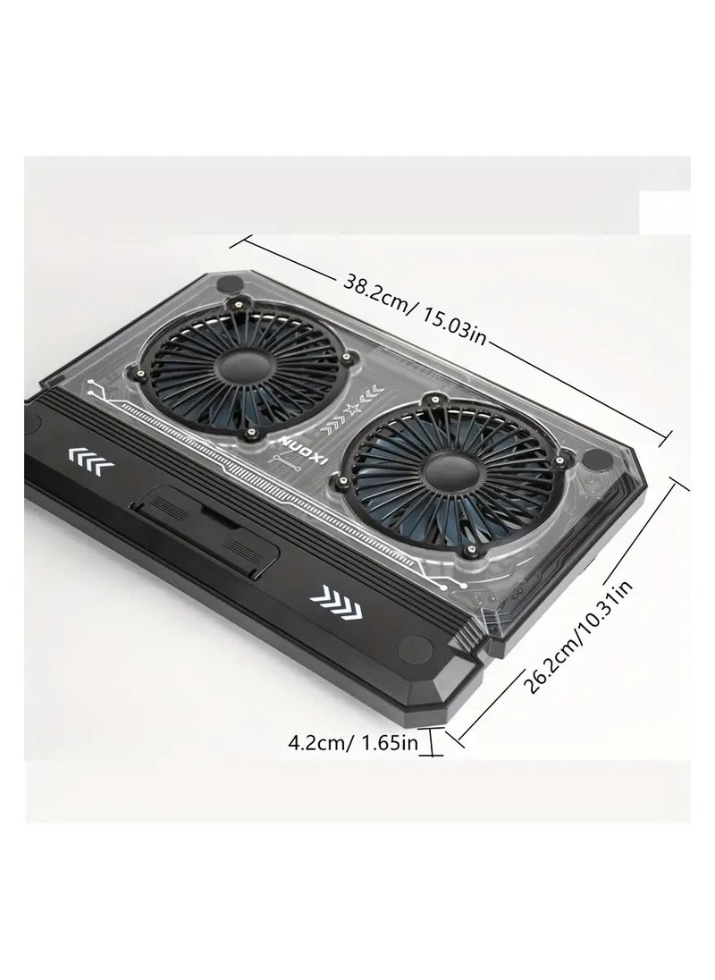 LOOPITYS - Gaming Laptop Cooling Pad with RGB Lighting, Dual High-Speed USB Powered Fans, Notebook Cooler Stand for 12-17.3 Inch Laptops, Twin Turbo Ice Engine, Enhanced Heat Dissipation, USB and Type-C Ports - Image 1