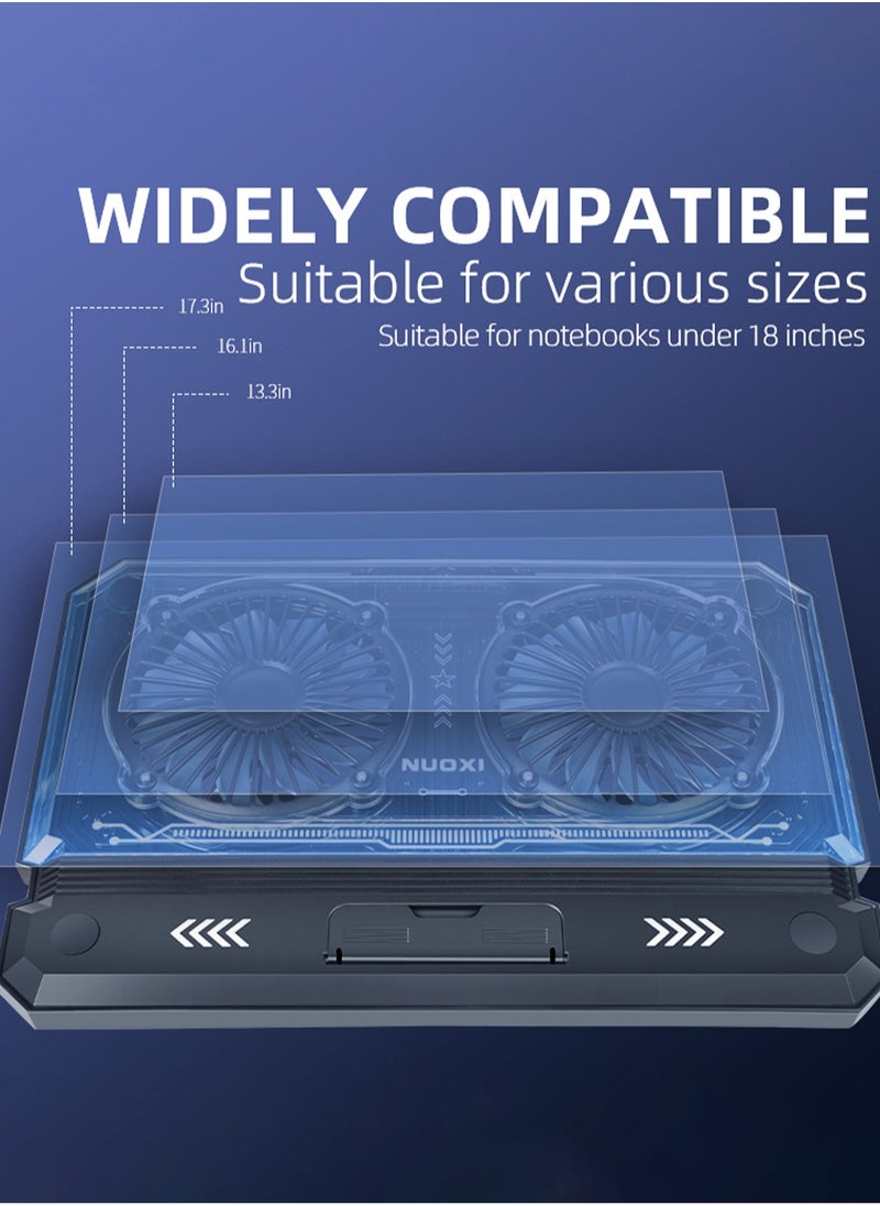 LOOPITYS - Gaming Laptop Cooling Pad with RGB Lighting, Dual High-Speed USB Powered Fans, Notebook Cooler Stand for 12-17.3 Inch Laptops, Twin Turbo Ice Engine, Enhanced Heat Dissipation, USB and Type-C Ports - Image 1