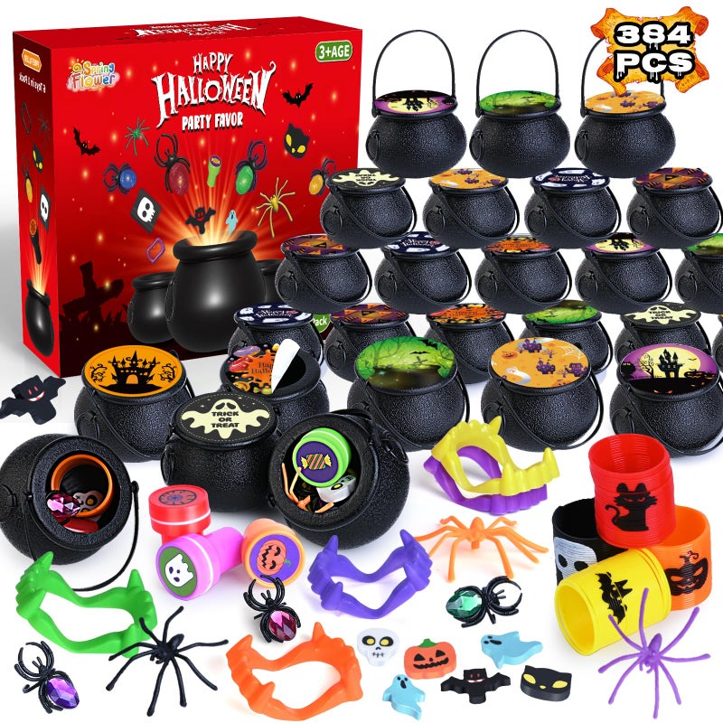 spring flower SpringFlower 384 PCS Halloween Party Favors For Kids 48 Pack Bulk Prefilled Witch Cauldrons Witch Halloween Toys in Bulk Halloween Party Supplies Halloween Prizes Gifts for Kids Trick or Treat - Image 2