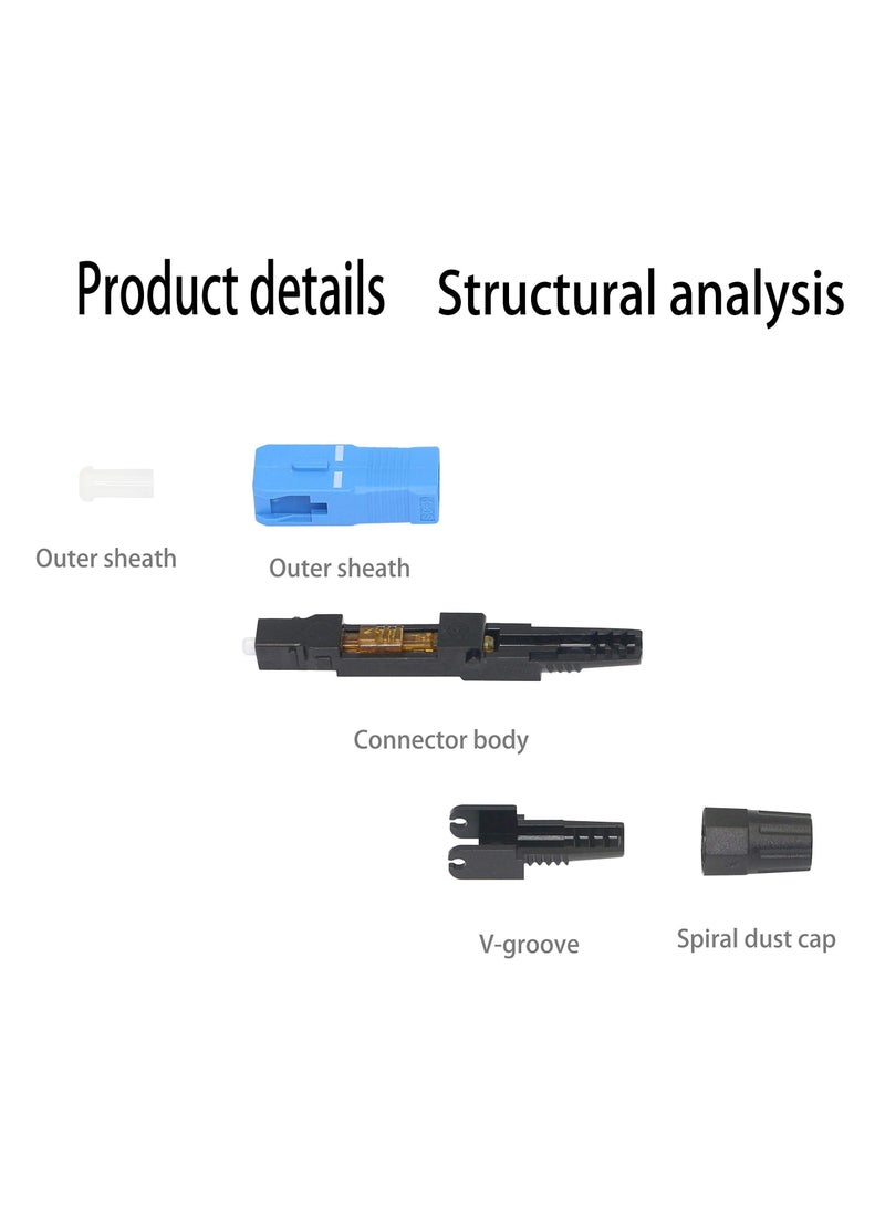 Captaintech FTTH SC/ UPC (APC)-C Fiber Quick Connector, Optic Fiber Fast Connector Adapter for FTTH ODF CATV (10PCS)  - Image 2