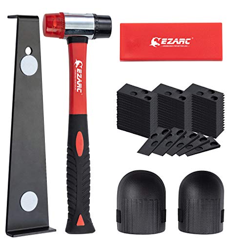 EZARC 64-Piece Laminate Wood Flooring Installation Kit with Reinforced Double-Faced Mallet, Heavy Duty Pull Bar, Tapping Block, Foam Kneepads and 60 Piece Spacers - Image 1