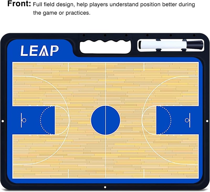 LEAP Coach Board Premium Tactical Clipboard Two Sides with Full & Half Court Dry Erase Marker Board for Basketball, Baseball, Soccer, Football, Hockey - Image 2