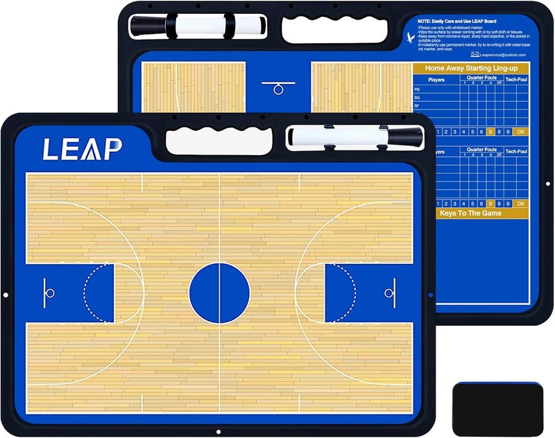 LEAP Coach Board Premium Tactical Clipboard Two Sides with Full & Half Court Dry Erase Marker Board for Basketball, Baseball, Soccer, Football, Hockey - Image 1