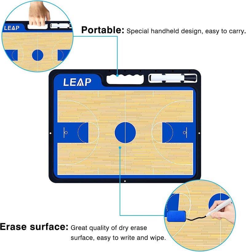 LEAP Coach Board Premium Tactical Clipboard Two Sides with Full & Half Court Dry Erase Marker Board for Basketball, Baseball, Soccer, Football, Hockey - Image 4