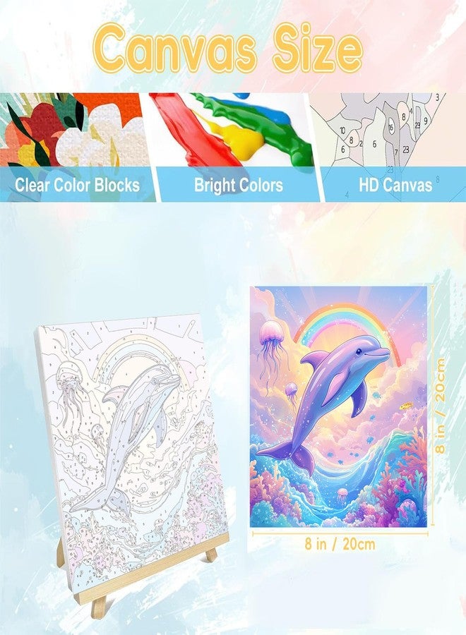 HITO Dolphin Paint by Numbers Kit for Kids with Frame Easel - Animal Paint by Number for Kids Age 6-8-12, Mini Painting by Number for Gift Home Wall Decor(8x8 inch) - Image 4