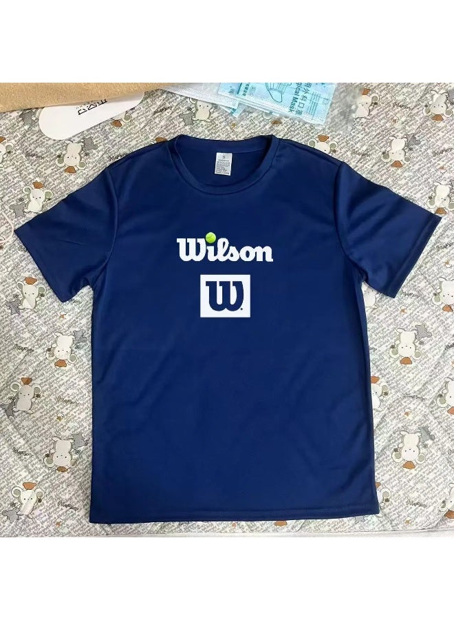 ويلسون قميص تدريب تنس ويلسون بأكمام قصيرة (أزرق داكن) - Image 2