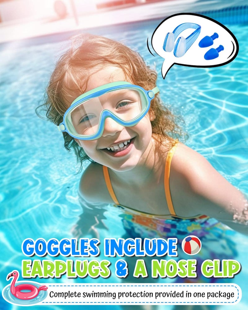 Rantizon Kids Swim Goggles 2 Pack, Wide View Swimming Goggles for Child 3-15, Anti Fog&UV No Leaking Goggles for Boys Girls - Image 2