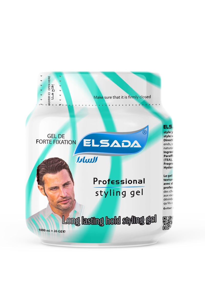 El SADA - EL SADA Long Lasting Hair Styling Gel: Premium Hold and Shine in a 1-Liter Green Bottle - Image 1