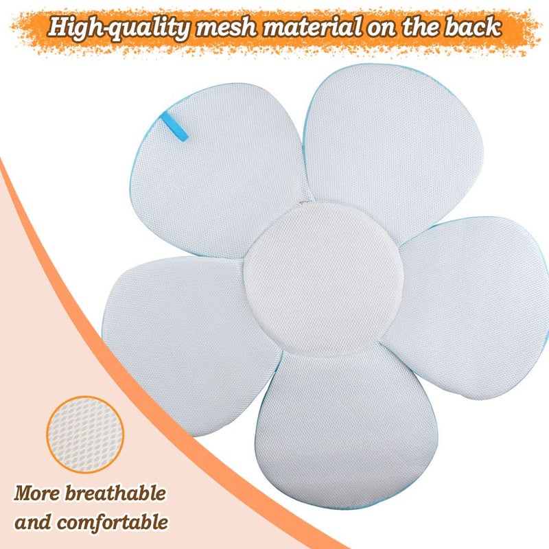 KAKIBLIN Flower Baby Bath Mat, Baby Bath Flower Infant Bathtub Mat Sink Bather Cushion for Newborn, Blue - Image 4