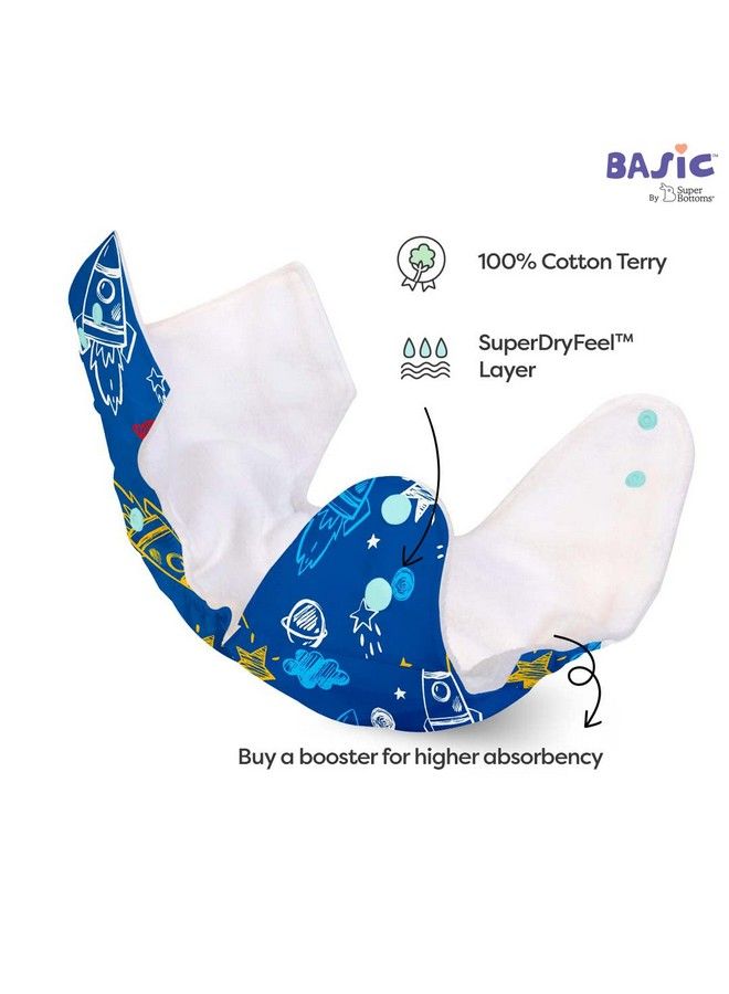 Superbottoms Basic Pack Of 7 Freesize Adjustable Washable And Reusable Cloth Diaper For Babies 0 3 Years ; One Size Adjustable Diapers (Pack Of 7 Diapers+ 7 Inserts) Assorted Prints - Image 5