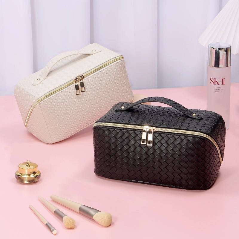 Japanese Luggage Specializes In Pu Leather Checkered Embossed Large-Capacity Multi-Functional Cosmetic Bag High-End Luggage Factory - Image 5