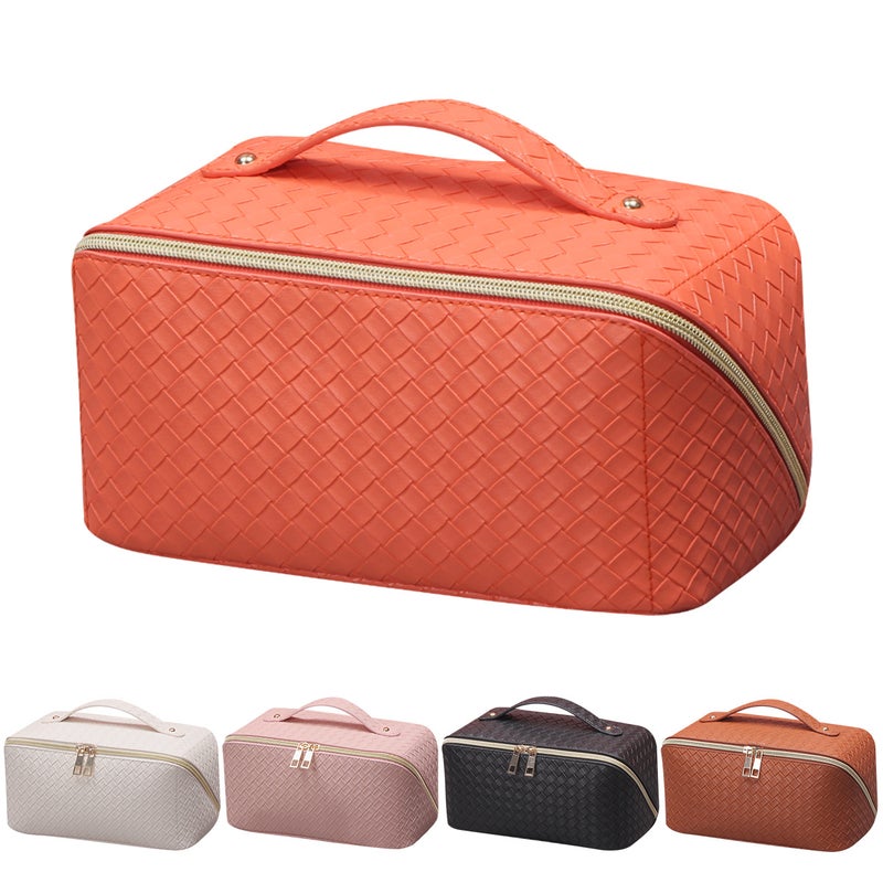 Japanese Luggage Specializes In Pu Leather Checkered Embossed Large-Capacity Multi-Functional Cosmetic Bag High-End Luggage Factory - Image 2