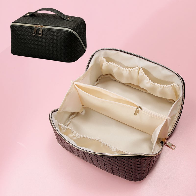 Japanese Luggage Specializes In Pu Leather Checkered Embossed Large-Capacity Multi-Functional Cosmetic Bag High-End Luggage Factory - Image 1