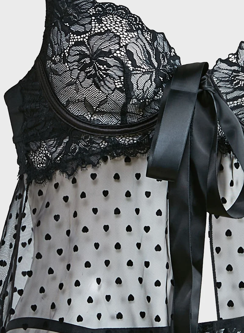 Ann Summers Lace Plunge Neck Babydoll