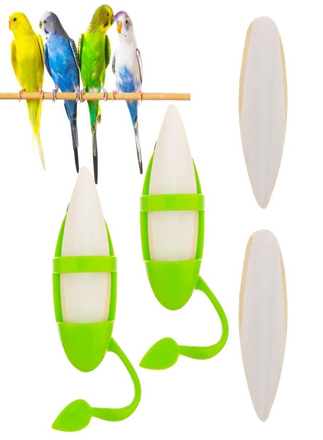 DQITJ 2 Pcs Cuttlebone Holder for Bird Cage - Bowl Stand Food Holder with 4 Pcs Cuttlebone for Parrot, Budgie, Conure (4.7-5.5 inch) - Image 1
