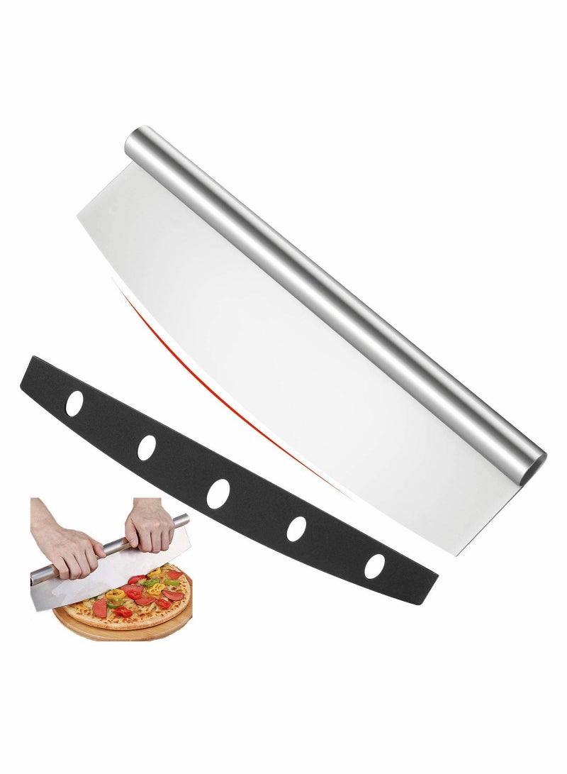 Y&D Pizza Cutter, Rocker Slicer with Protective Cover 14 Inch, Chopper Accessories Set of Sharp Blade, Premium Stainless Steel Knife Tools for Kitchen (14 Inches)  - Image 1