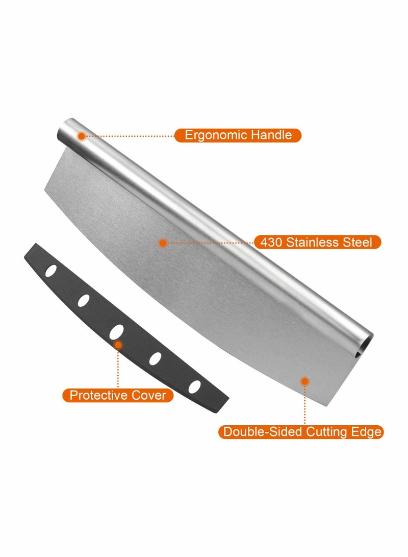 Y&D Pizza Cutter, Rocker Slicer with Protective Cover 14 Inch, Chopper Accessories Set of Sharp Blade, Premium Stainless Steel Knife Tools for Kitchen (14 Inches)  - Image 2