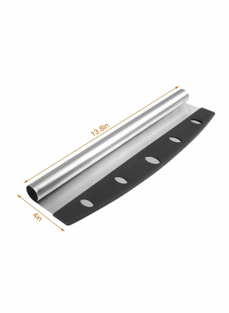 Y&D Pizza Cutter, Rocker Slicer with Protective Cover 14 Inch, Chopper Accessories Set of Sharp Blade, Premium Stainless Steel Knife Tools for Kitchen (14 Inches)  - Image 3