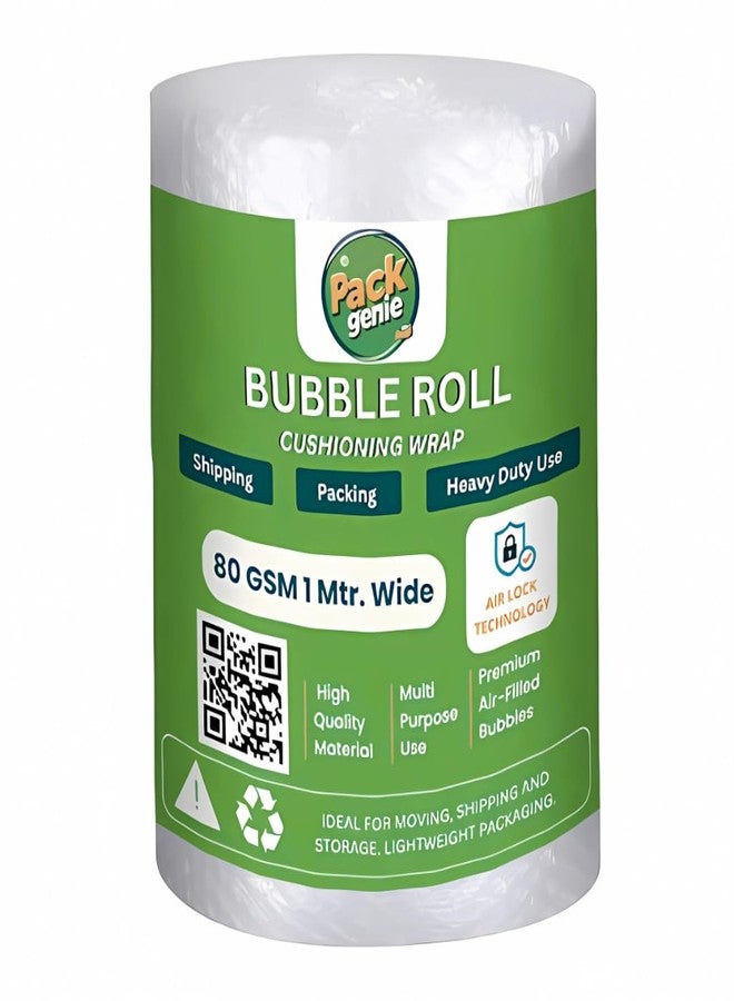 PackGenie 80 Gsm Heavy Air Bubble Wrap Packing Roll for Safety, Multipurpose Packing Needs 1 Meter Wide (25 Meter) - Image 1