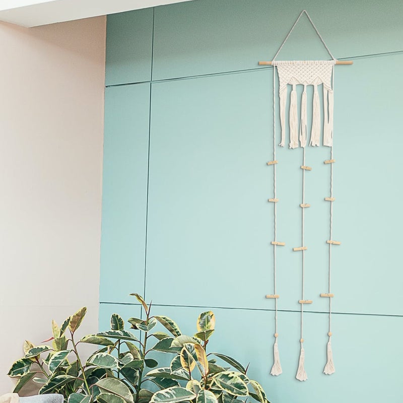 Hanging Photo Holder Macrame Wall Pictures Display Organizer Cards Holder with Clips - Image 5