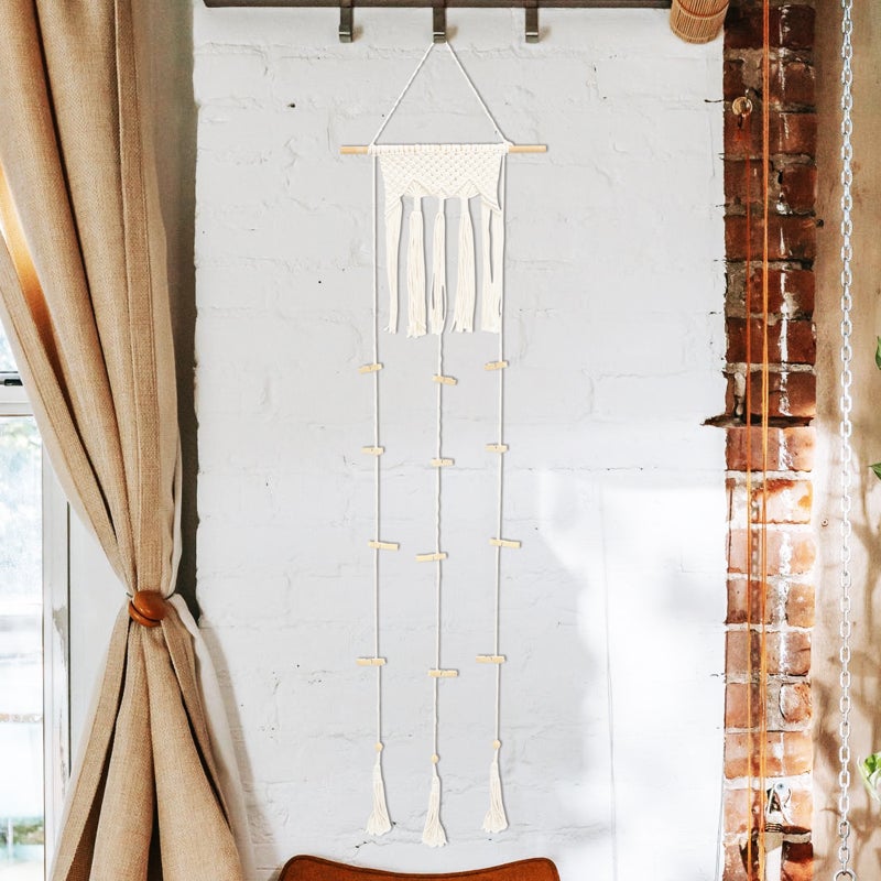 Hanging Photo Holder Macrame Wall Pictures Display Organizer Cards Holder with Clips - Image 1