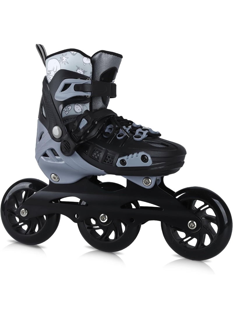 Adjustable Roller Skates Light Up 3 Wheels Professional Inline Skating Shoes-Size S 31-34 - Image 3